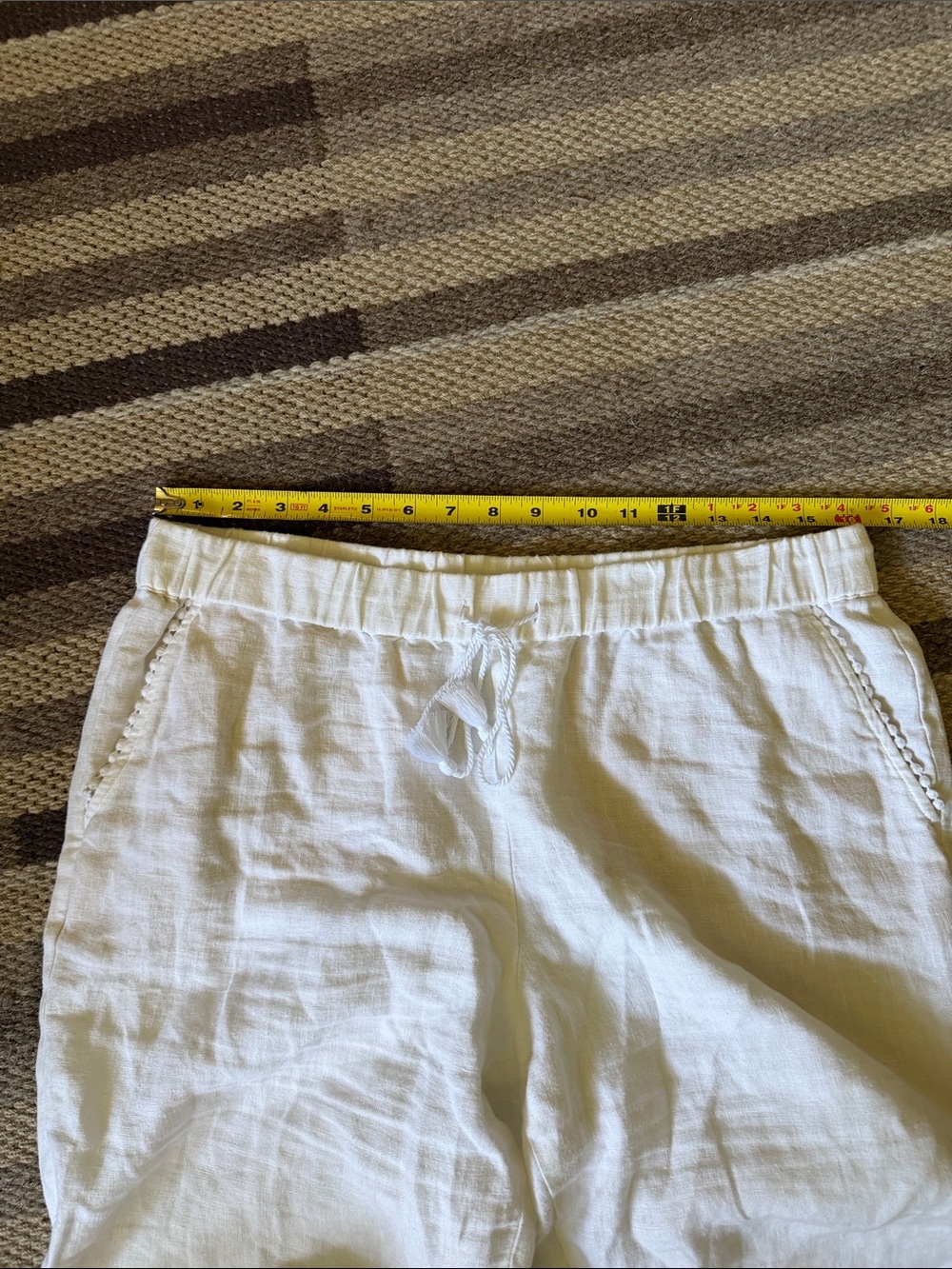 Talbots White Linen Drawstring Cropped Capri Pants - Picture 6 of 6